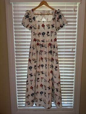 Just Me White Floral Embroidered Midi Dress